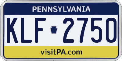 PA license plate KLF2750