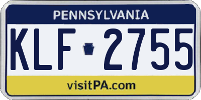 PA license plate KLF2755