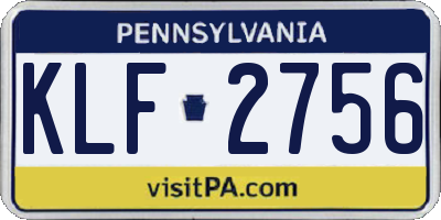 PA license plate KLF2756
