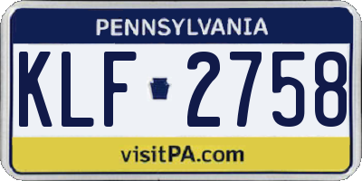 PA license plate KLF2758