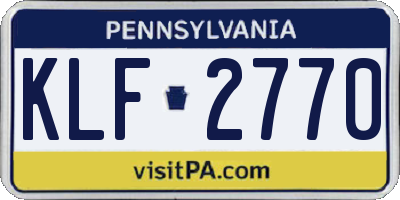 PA license plate KLF2770