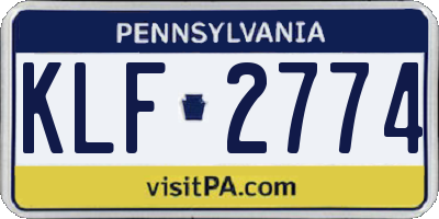 PA license plate KLF2774