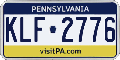 PA license plate KLF2776