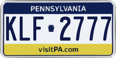 PA license plate KLF2777