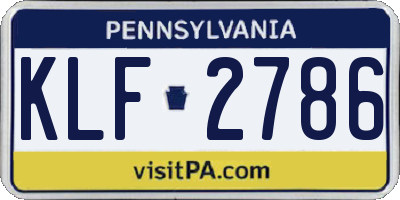 PA license plate KLF2786