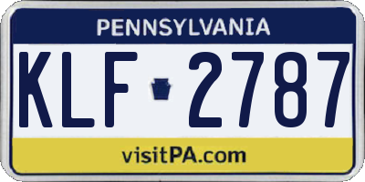 PA license plate KLF2787