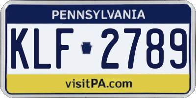 PA license plate KLF2789