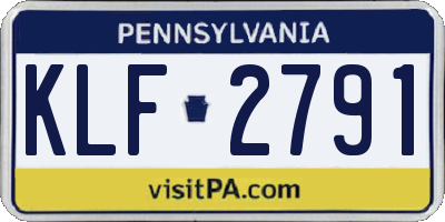 PA license plate KLF2791