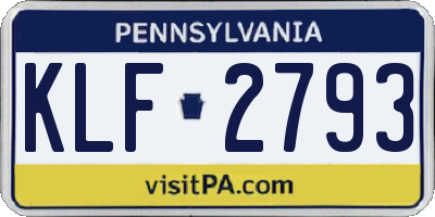 PA license plate KLF2793