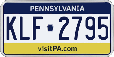 PA license plate KLF2795