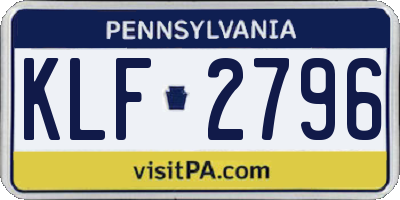 PA license plate KLF2796