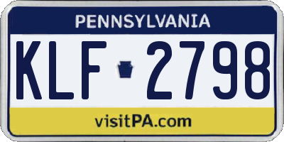 PA license plate KLF2798