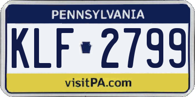 PA license plate KLF2799