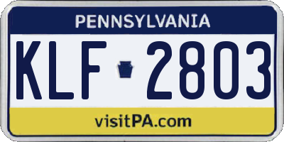 PA license plate KLF2803