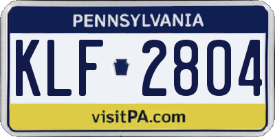 PA license plate KLF2804