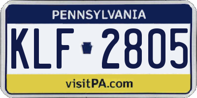 PA license plate KLF2805