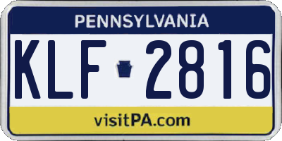 PA license plate KLF2816