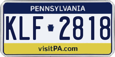 PA license plate KLF2818