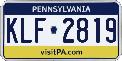 PA license plate KLF2819