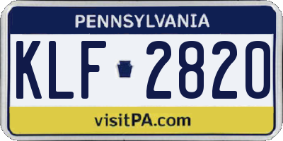 PA license plate KLF2820