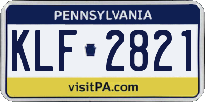 PA license plate KLF2821