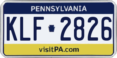PA license plate KLF2826