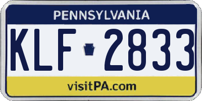 PA license plate KLF2833