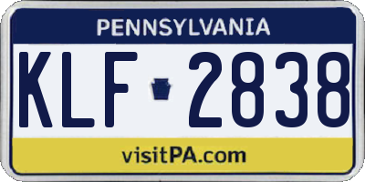 PA license plate KLF2838