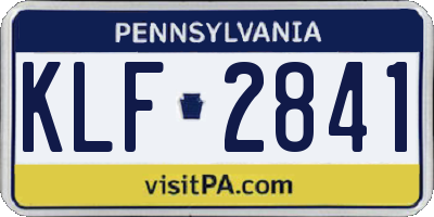 PA license plate KLF2841