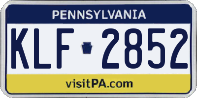 PA license plate KLF2852