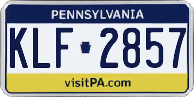 PA license plate KLF2857