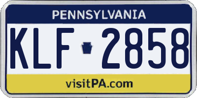 PA license plate KLF2858