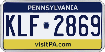 PA license plate KLF2869