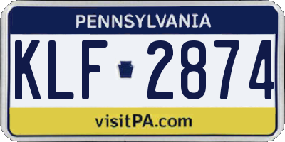 PA license plate KLF2874