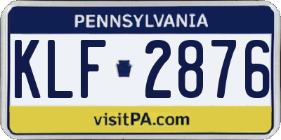 PA license plate KLF2876