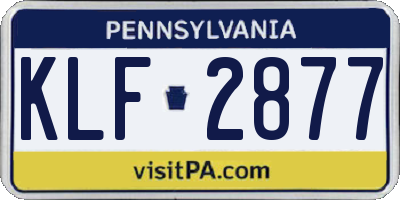 PA license plate KLF2877