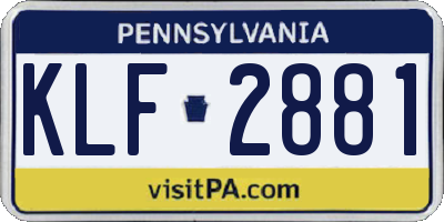 PA license plate KLF2881