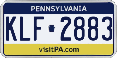 PA license plate KLF2883