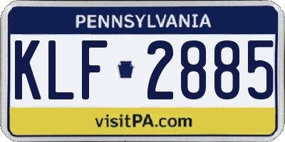 PA license plate KLF2885