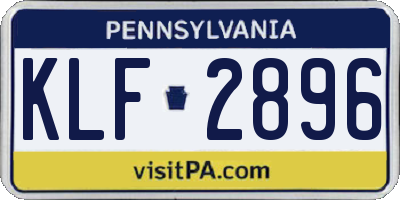 PA license plate KLF2896