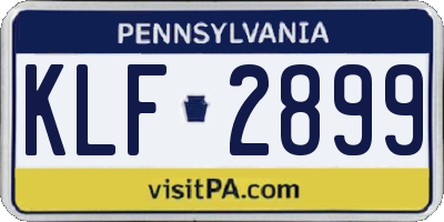 PA license plate KLF2899