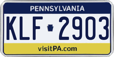 PA license plate KLF2903