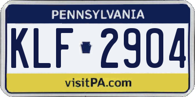 PA license plate KLF2904