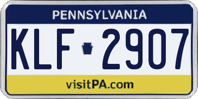 PA license plate KLF2907