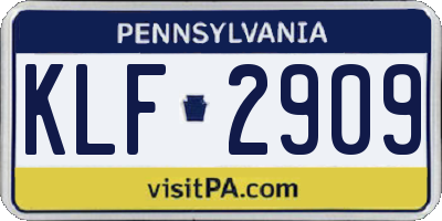 PA license plate KLF2909