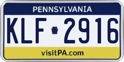 PA license plate KLF2916
