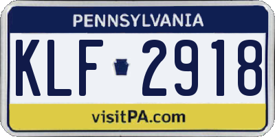 PA license plate KLF2918