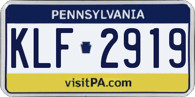PA license plate KLF2919