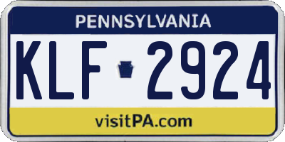 PA license plate KLF2924