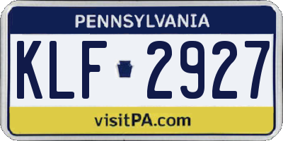 PA license plate KLF2927